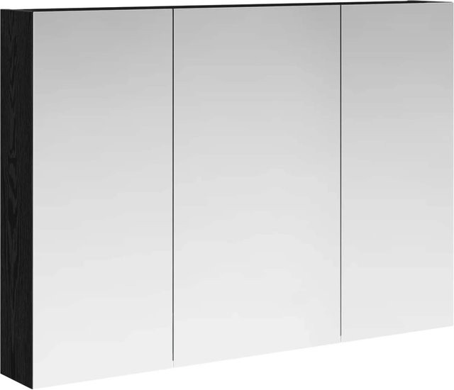 vidaXL Badezimmerspiegelschrank in Schwarz und Eichen-Optik mit Spiegeltüren und Regalböden, B/T/H: 70 x 14,5 x 88,91 cm - Bild 1