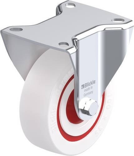 Blickle B-POW 100KF Bockrolle in Weiß-Rot mit 100 mm Rad-Durchmesser und 200 kg Tragfähigkeit - Bild 1