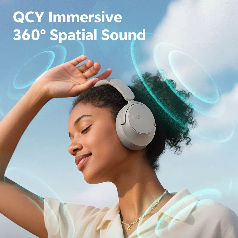 QCY H3S Over-Ear-Kopfhörer mit adaptivem ANC, Hi-Res LDAC und Spatial Sound, Bluetooth, Grau - Bild 4