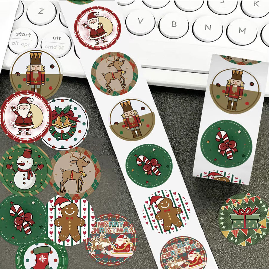 Charile Frohe Weihnachten Santa Claus Cartoon Aufkleber, 500 Teile/rolle - Bild 6