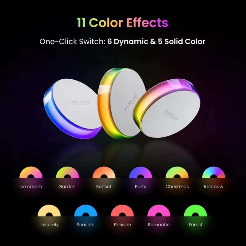 Yeelight RGB-Nachtlicht mit Bewegungssensor, magnetische LED-Nachttischlampe, wiederaufladbar via Typ-C, weiß, Multicolour - Bild 2
