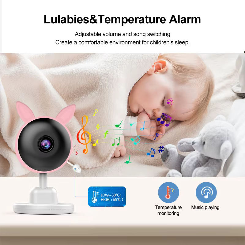 Damini Babyphone mit 720p HD Video, IR Nachtsicht, Temperaturerkennung und Schlaflied-Funktion via 2,4G drahtloser Verbindung - Bild 4