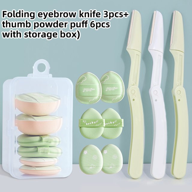 MONKIDS Beauty-Tool-Set, Augenbrauenmesser, Puderquasten, Aufbewahrungsbox, Unisex - Bild 1