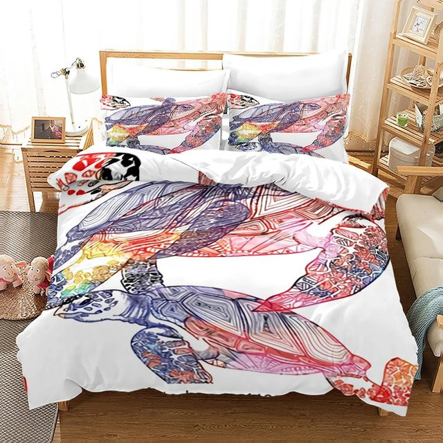 Your Warm Home Bettwäscheset Ozean mit Meeresschildkröte in Blau und Multicolour, bestehend aus Bettdeckenbezug und Kissenbezug aus Mikrofaser, B/H: 173 x 218 cm - Bild 1
