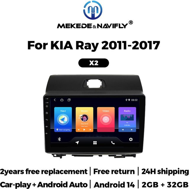 MEKEDE Android 14 All-in-One Autoradio für KIA Ray 2011–2017 mit 9 Zoll Display, Bluetooth und WIFI in Schwarz - Bild 1