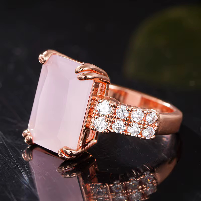 Huitan Verlobungsring Roségold, rosa Stein, Zirkonia - Bild 2