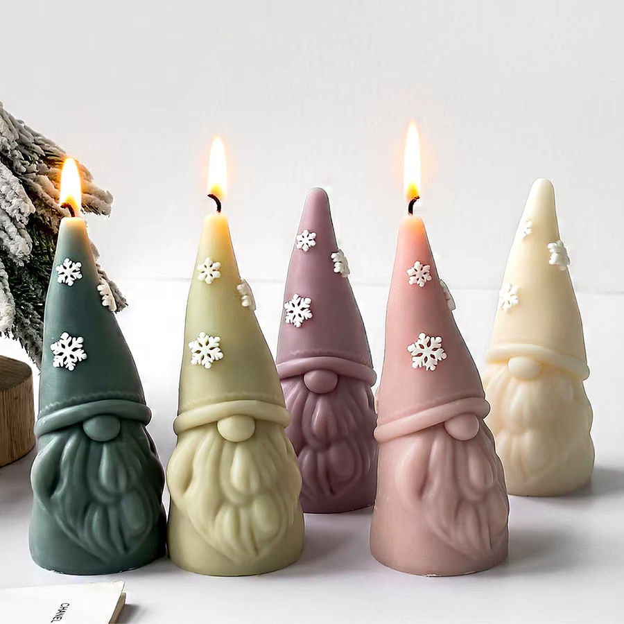 UDOCOOL 3D Silikonform für Weihnachtszwerg-Kerzen mit Schneeflocken-Design aus Gips und Harz - Bild 2