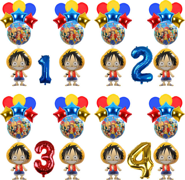 Bandai One Piece Luffy und Zoro Cartoon Folienballons für Kinder Geburtstagsparty Dekoration, mehrfarbig, rund - Bild 1