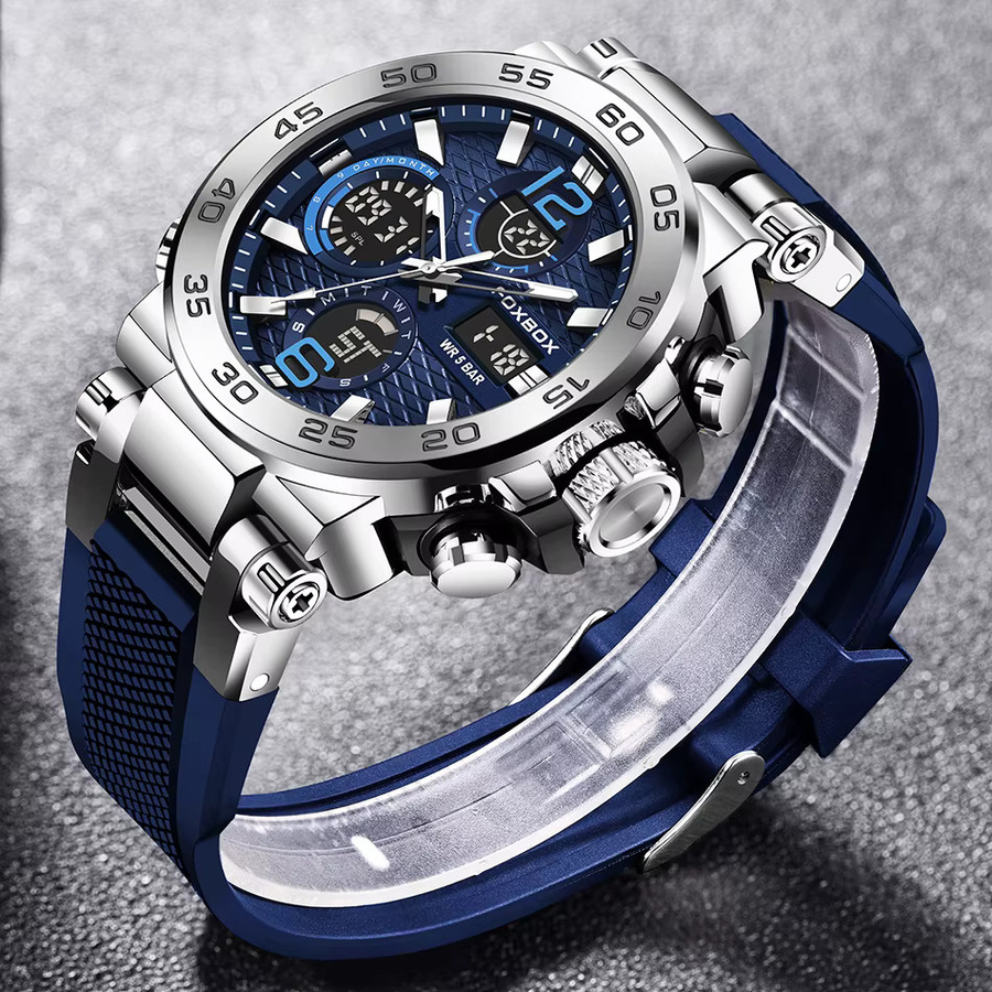 FOXBOX Digitaluhr, Chronograph, Quarz, Blau, Silikon, Herren - Bild 4