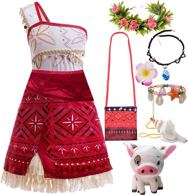 Disney Moana One-Shoulder-Prinzessinnenkostüm, Kleid, Zubehör - Bild 1