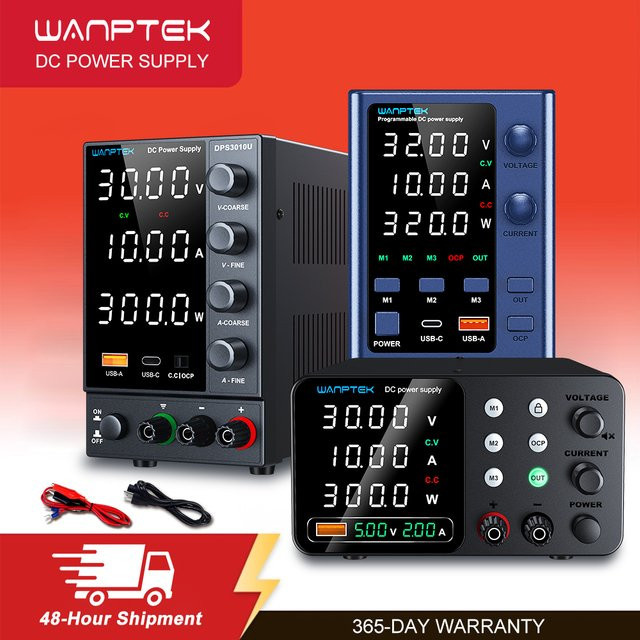 Wanptek DC-Labor-Netzteil in Schwarz mit regulierbarer Spannung und Strom sowie Dual-Eingangsspannung 220 V/110 V - Bild 1
