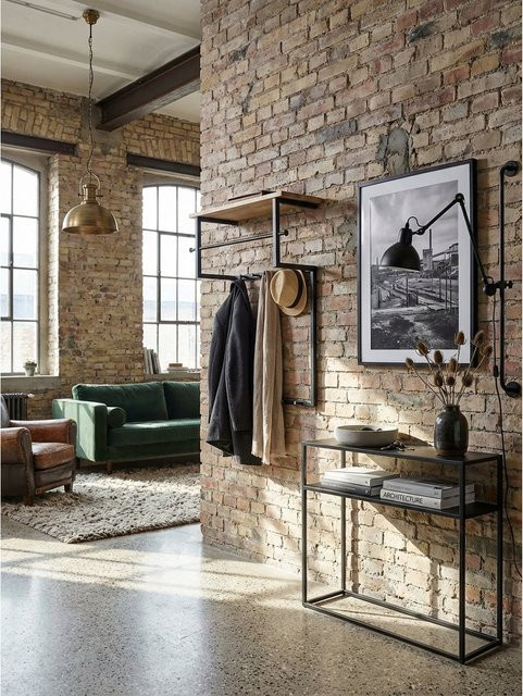 Wandgarderobe KADIMA DESIGN aus Mango Massivholz und Metall in Braun mit Hakenleiste, Ablage und Kleiderstange, B/T/H: 60 x 26 x 76 cm - Bild 1