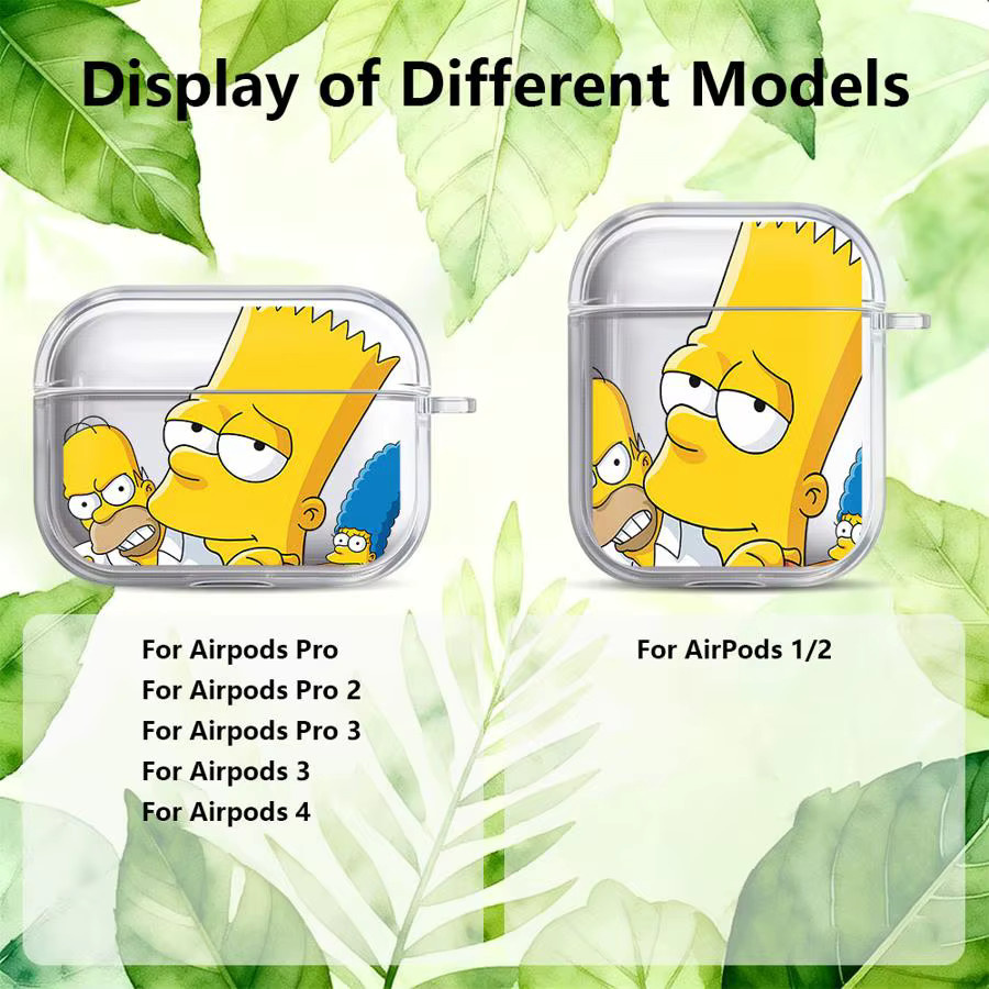 Transparente Kopfhörerhülle im Simpsons Cartoon Design für Apple AirPods Pro 1 2 3 4 - Bild 2