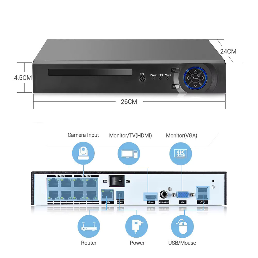 Xmeye 4K 8MP PoE NVR Sicherheitssystem mit Gesichtserkennung und Fernzugriff in Schwarz - Bild 2