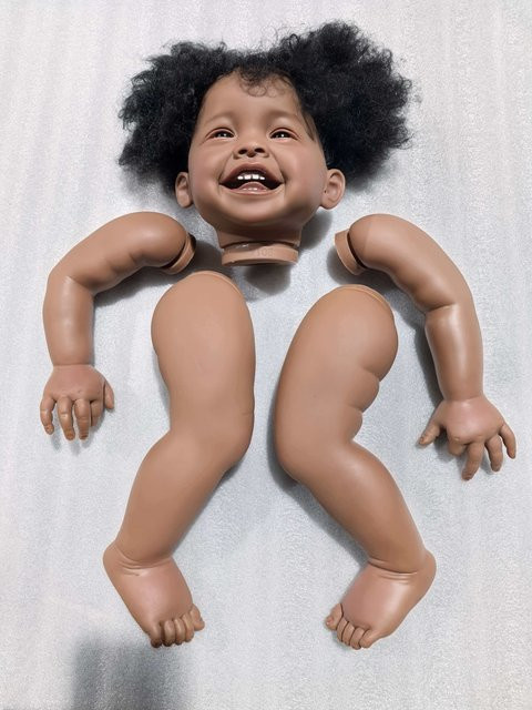 NPK Mila Reborn-Puppen-Set, 24 Zoll, Dunkelbraune Haut, schwarzes Haar, Silikon - Bild 1
