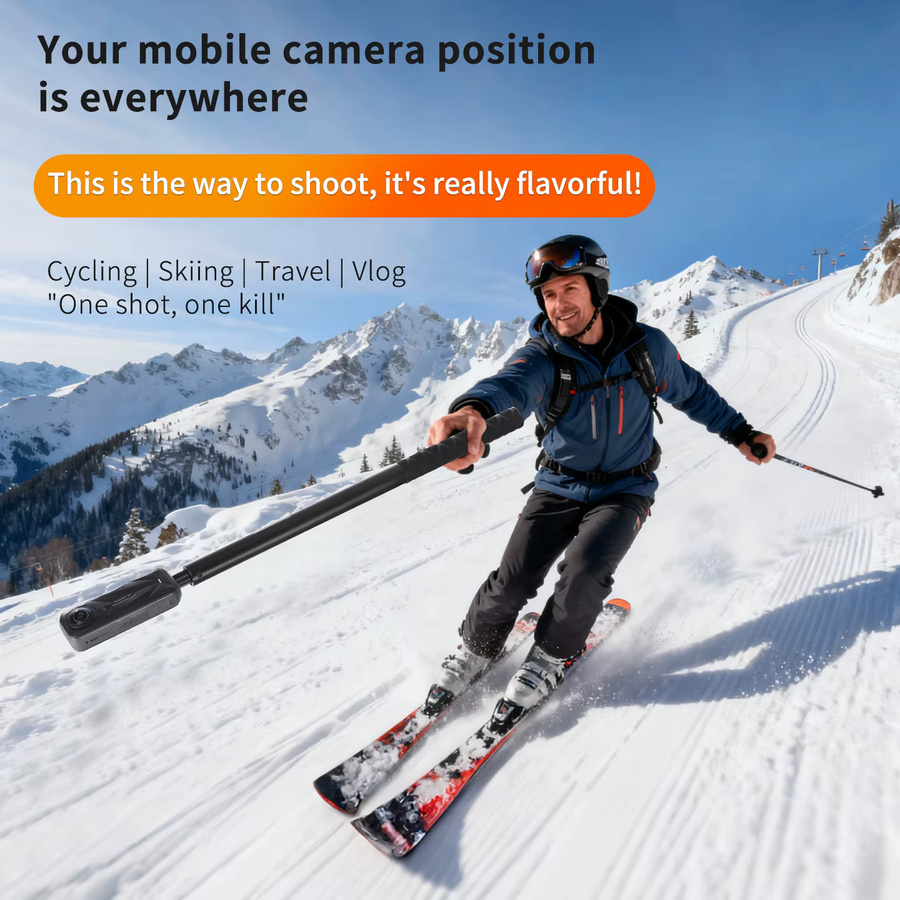 Insta360 Unsichtbarer Selfie-Stick mit Griff in Schwarz für Insta360 X5 X4 GoPro 13 12 11 und DJI Action 6 5Pro 4, Länge: 1,5 m - Bild 2
