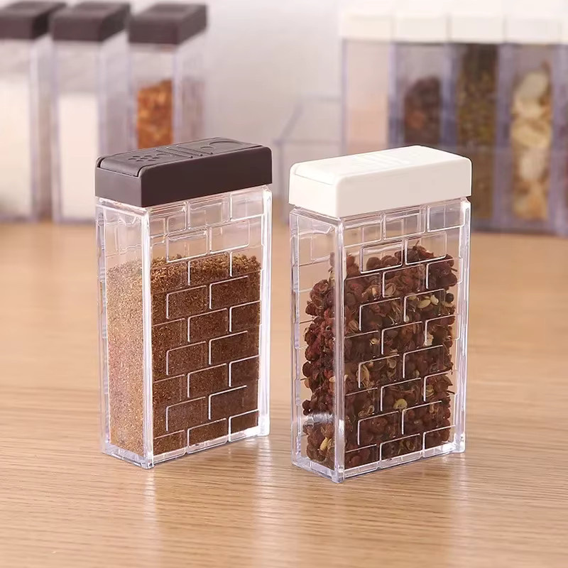 Transparentes Gewürzglas-Set aus Glas mit bunten Schraubdeckeln für Salz und Pfeffer, H: 16,5 cm, B: 10,5 cm, T: 6,0 cm - Bild 2