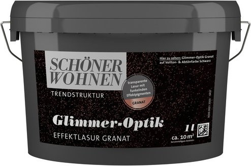 Schöner Wohnen Effektlasur Trendstruktur in Glimmer-Optik, Farbe Granat, 1 l - Bild 1