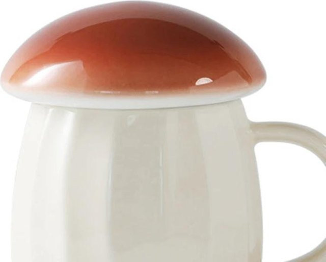 MOONBIFFY Pilztasse aus Keramik mit Deckel, schokoladenbraun, 201 ml - Bild 1