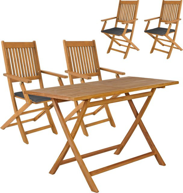 CASARIA Garten-Sitzgruppe Bari 5-tlg aus FSC-zertifiziertem Akazienholz mit Sitzkissen in Anthrazit - Bild 1