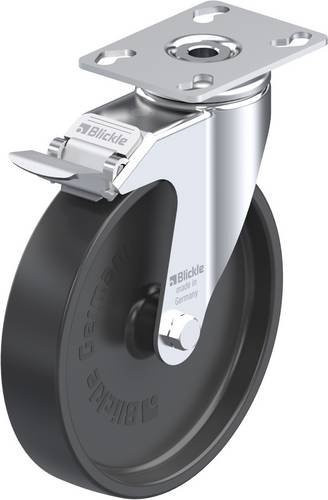 Blickle Lenkrolle LKPA-POA 150G-FI mit Feststeller, Rad-Durchmesser: 15 cm, Tragfähigkeit: 110 kg, Farbe: Schwarz/Silber - Bild 1