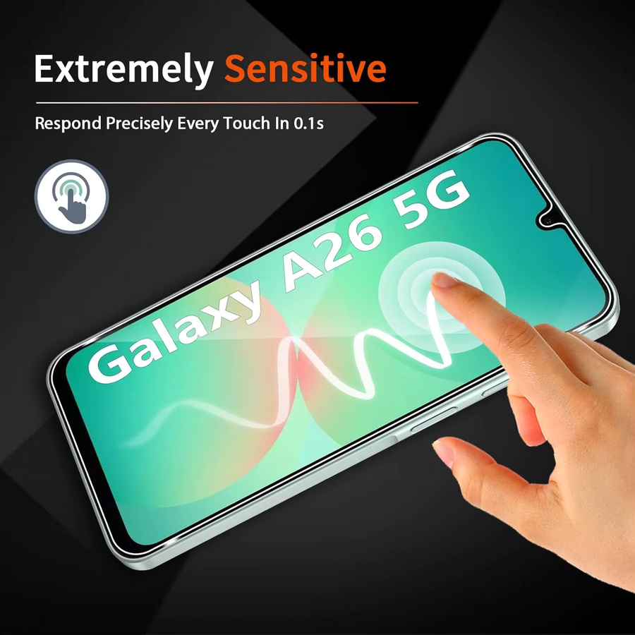 Leeshionz Displayschutzfolie aus gehärtetem Glas für Samsung Galaxy A26 5G (6,7 Zoll), transparent - Bild 6