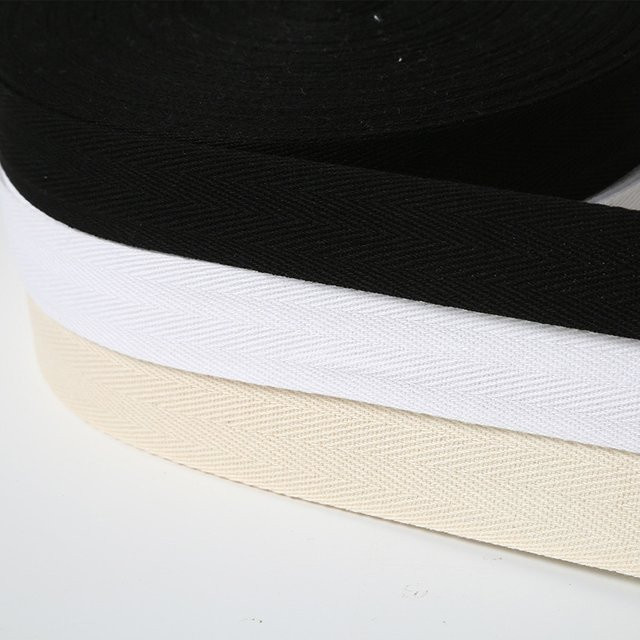 Baumwollgewebtes Fischgrätenmuster Klebeband als Nähzubehör in Schwarz, Weiß und Beige, 4,57 m Länge - Bild 1