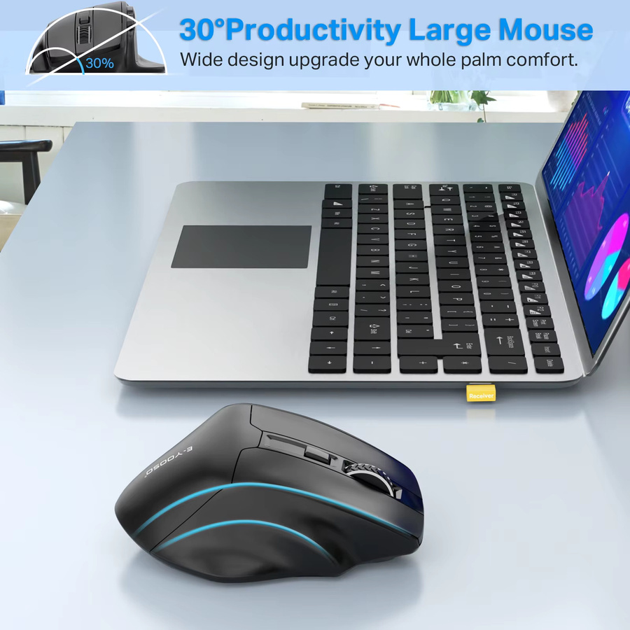 E-YOOSO X-31 Kabellose Ergonomische Gaming-Maus 2,4 G mit 4800 DPI in Schwarz für PC, Mac und Laptop - Bild 5