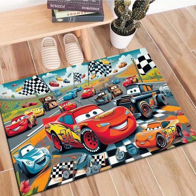 Lightning McQueen Teppich von LjqEight, rutschfeste Spielmatte für Kinderzimmer und Wohnzimmer, B/B: 130 x 90 cm, Mehrfarbig - Bild 1