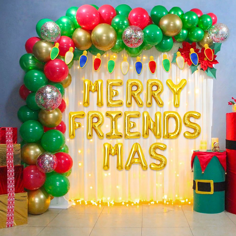 LaVenty Weihnachts-Party-Dekoration Set mit Luftballons und Wimpelkette in Mehrfarbig - Bild 4