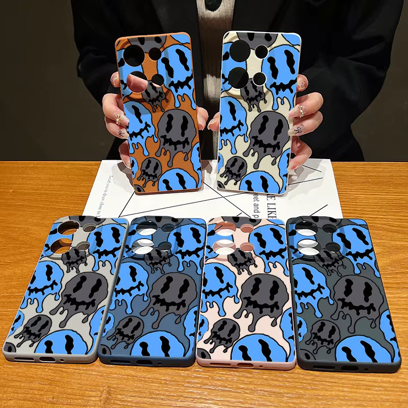 Xiaomi Handyhülle mit Geister-Skelett-Muster in Blau und Multicolour aus TPU Soft Cover mit Lederstruktur für Redmi Note 14 13 12 11 13C 4G Note 14 13 Pro Plus 5G - Bild 4