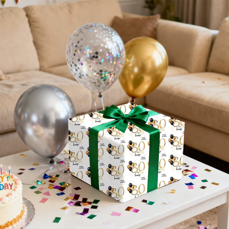 Personalisiertes WEIGAO Geschenkpapier für Geburtstage in Weiß - Bild 2