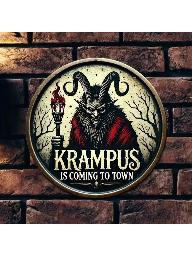 Potdemiel Wanddekoration Krampus kommt in die Stadt Vintage Eisenblech Wandbild Multicolor B: 30,0 cm, H: 20,0 cm - Bild 5
