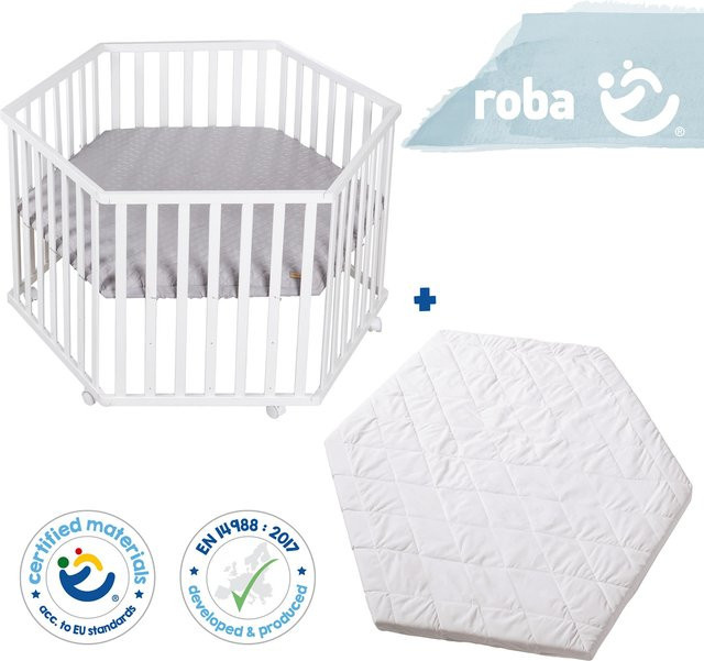 Roba Style Laufgitter Set mit Matratze in Grau und Weiß - Bild 1