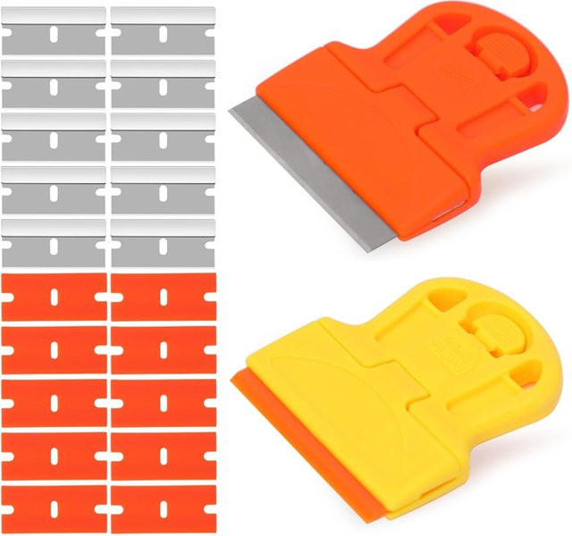 NeoWrap Mini-Glasreinigungsschaber mit Metall- und Kunststoffklingen zum Entfernen von Kleber, Aufklebern und Farbe - Bild 1