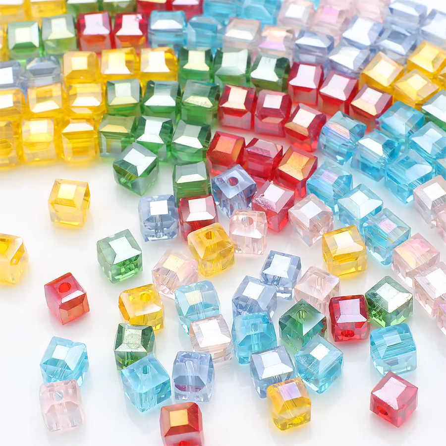 ZHUBI Kristall Perlen Charms, 6mm, Quadratisch, Candy Farbe - Bild 1