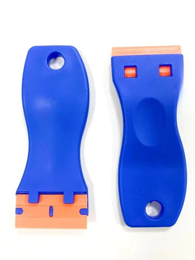 Set aus zwei blauem Kunststoff-Klingenschabern zum kratzfreien Entfernen von Etiketten, Klebstoff und zur Reinigung von Autofenstern - Bild 6