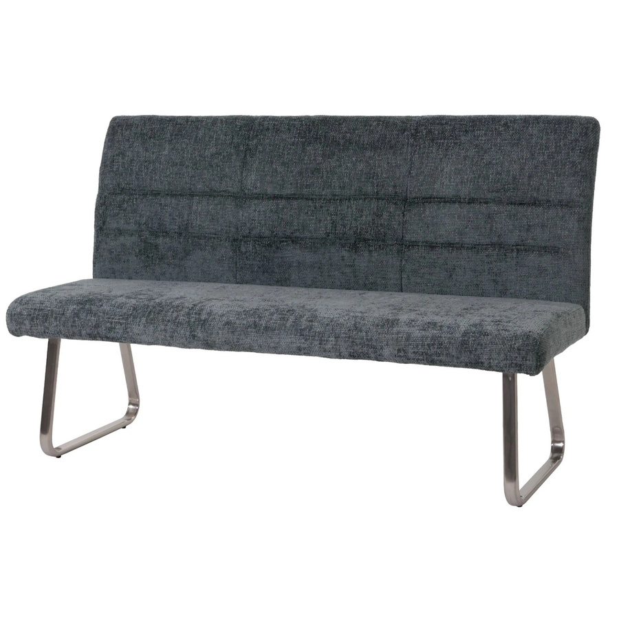 Sitzbank MCW-G55 Esszimmerbank aus Chenille mit gebürstetem Edelstahl in Blau-Grün, Breite: 160 cm - Bild 3