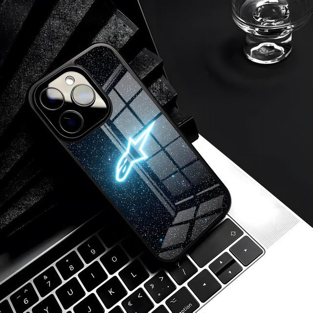 Alpinestars Handyhülle mit stoßfester Glasabdeckung für iPhone, Farbe: Schwarz - Bild 1