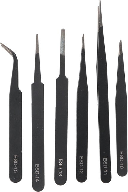 NICEYARD Antistatisches Präzisions-Pinzetten-Set mit 6 Teilen für Uhren, Schmuck, Handy und Elektronik - Bild 1