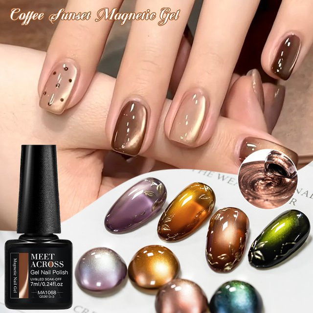 MEET ACROSS Magnetischer Gel Nagellack Kaffee Sonnenuntergang, 7 ml - Bild 1