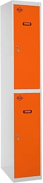 PROREGAL Spind AMEGO Schließfach Garderobe mit 2 Abteilen, Grau-Orange, H x B x T: 180 x 40 x 50 cm - Bild 1