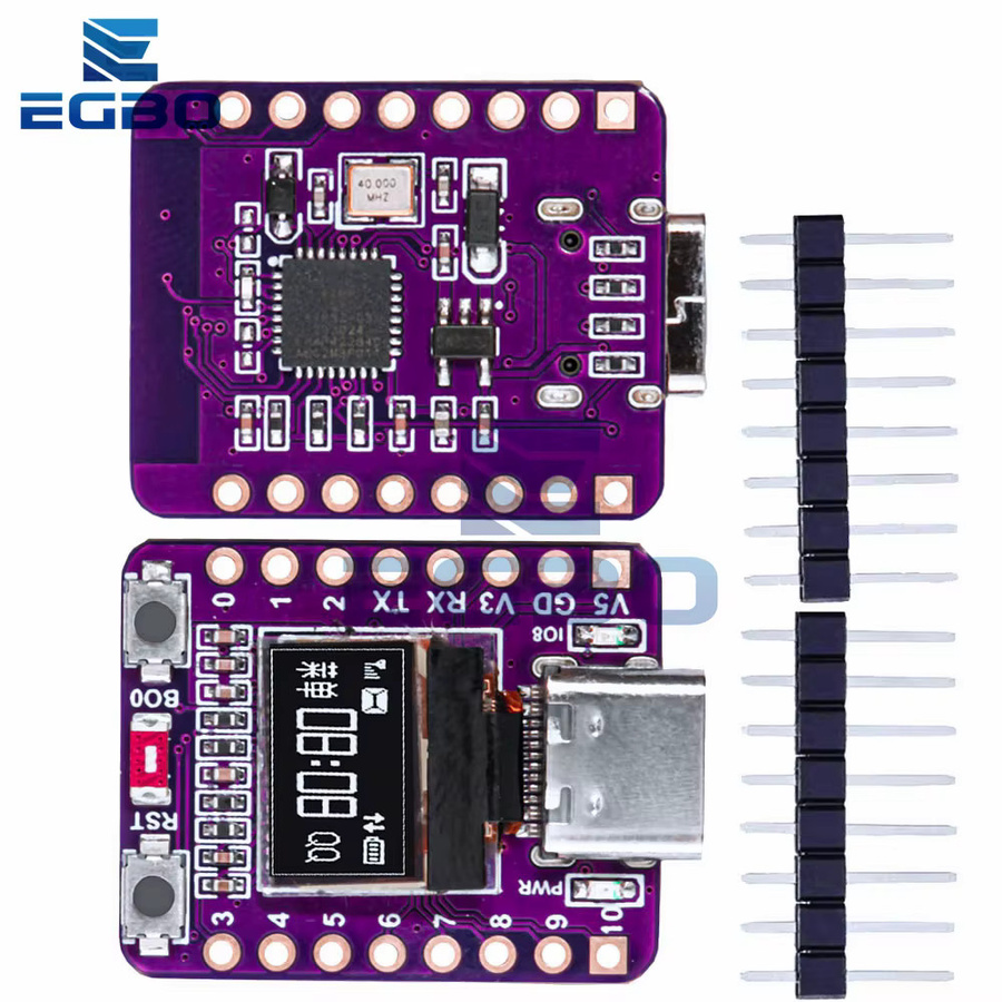 EGBO Mini ESP32-C3 Entwicklungsboard mit 0,42 Zoll OLED Display, 4 MB Flash, WiFi, Bluetooth und USB Typ-C in Lila - Bild 5