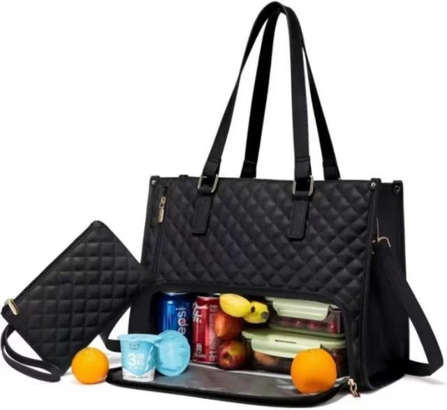 Multifunktionale 2-in-1 Lunchtasche für Damen in Schwarz, isolierte Laptoptasche mit großer Kapazität - Bild 1