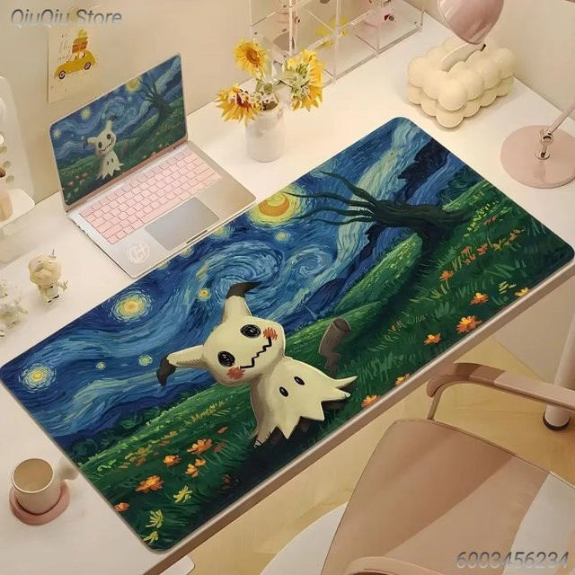 Potdemiel Mauspad Pokemon Psyduck Van Gogh Starry Night Design in Multicolour - Bild 1