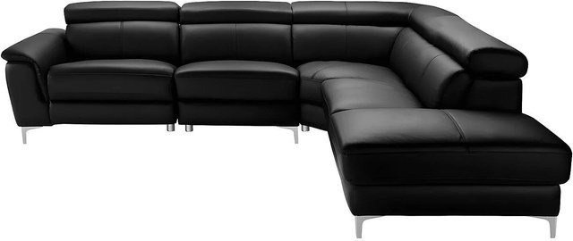 Vente-unique Relaxsofa Sitia in Schwarz aus Leder mit L-Form und motorisierter Funktion - Bild 1