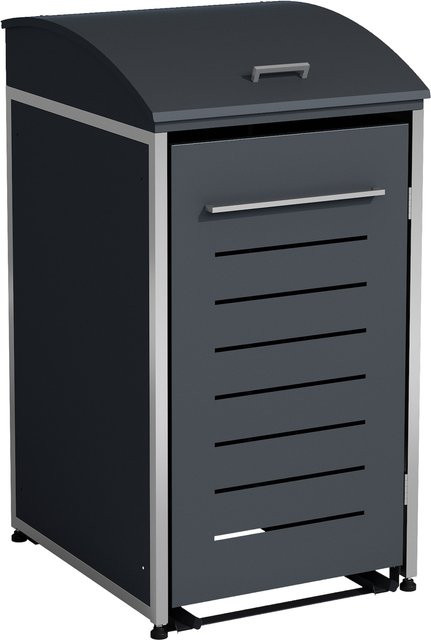 Mülltonnenbox DEGAMO KIEL aus Stahl und Edelstahl in Anthrazit für 120 und 240 Liter, B/T/H: 72 x 83 x 136 cm - Bild 1