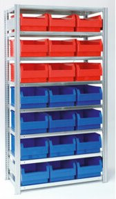 Regalwerk BERT Sichtlagerkastenregal Anbaufeld in Blau, H x B x T: 200 x 100,5 x 50 cm - Bild 1