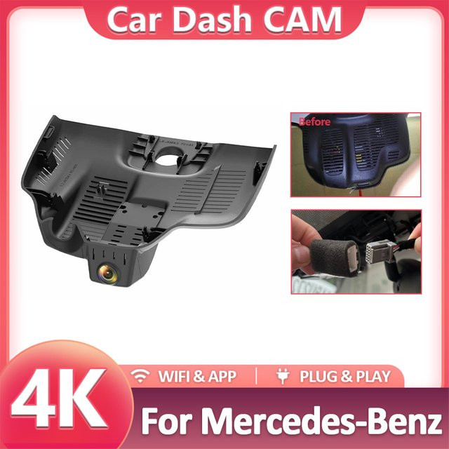 CARBAOHUI 4K Dashcam für Mercedes Benz E-Klasse W213 S213 C238 Facelift 2020-2023, 2160P Auto-DVR Videorekorder mit App-Steuerung, Schwarz - Bild 1