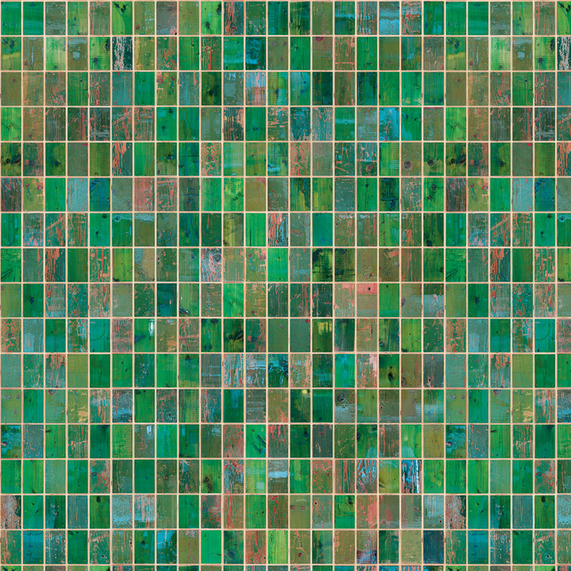 NLXL Tapete Waste Tiles in Grün mit abstraktem geometrischem Design aus Vlies - Bild 1